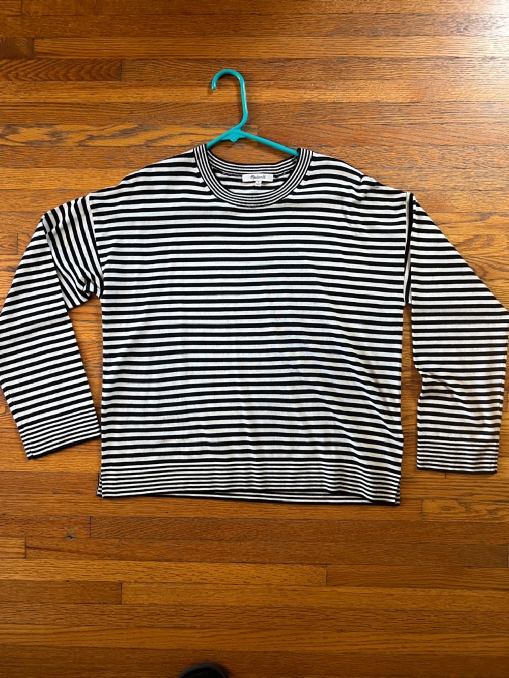Madewell Black and White Striped Crewneck Sweater